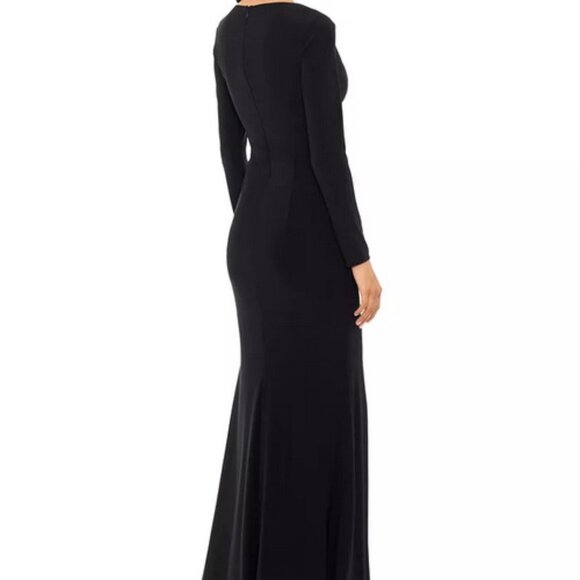Xscape Black Nude V-Neck Long Sleeve Gown - Picture 4 of 6